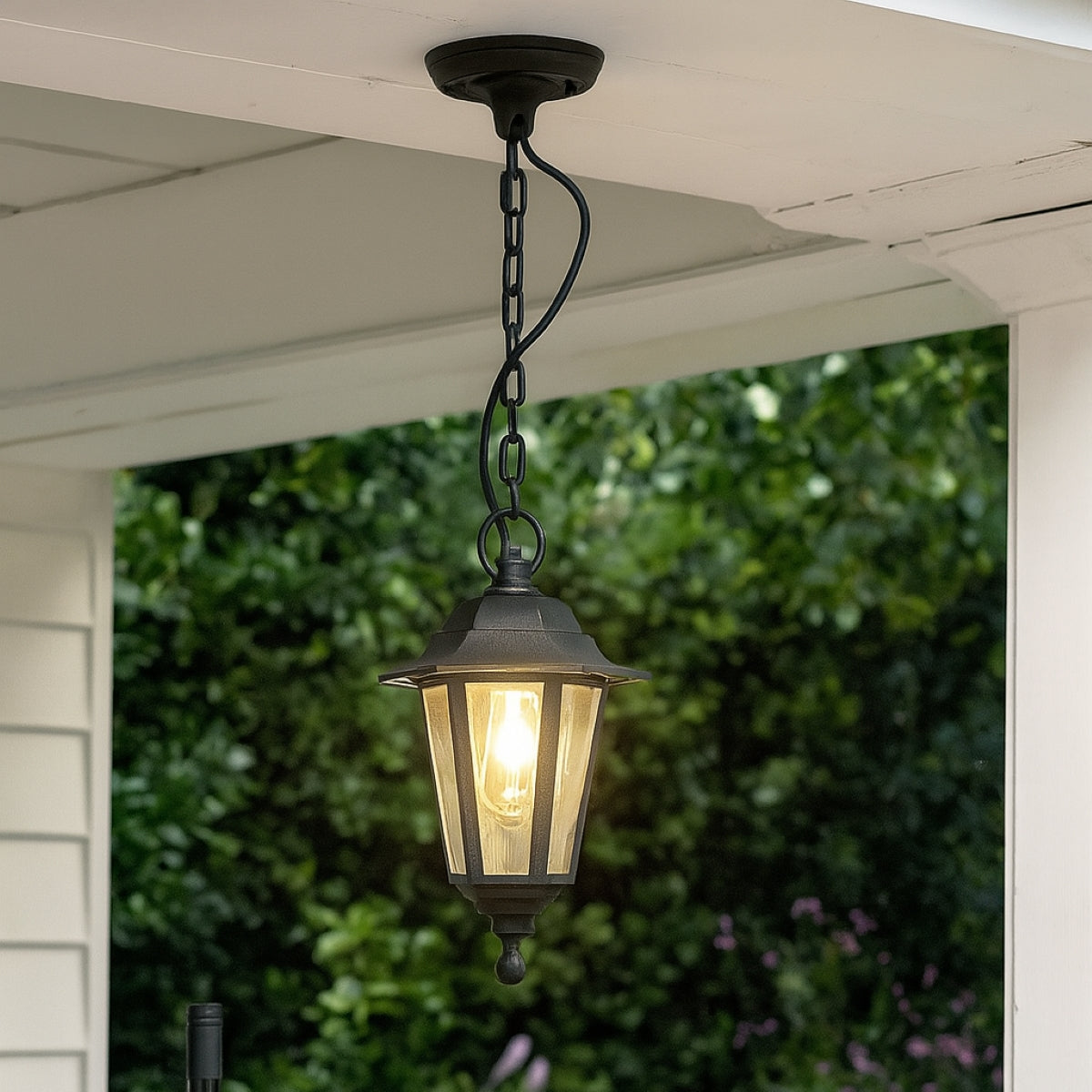 CGC YASMIN Black Outdoor Traditional Lantern Style Hanging Light