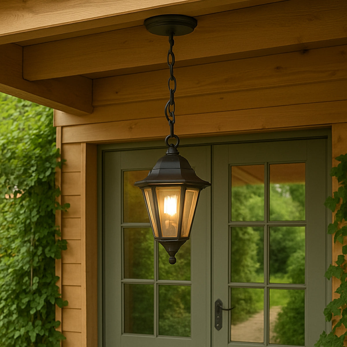 CGC YASMIN Black Outdoor Traditional Lantern Style Hanging Light