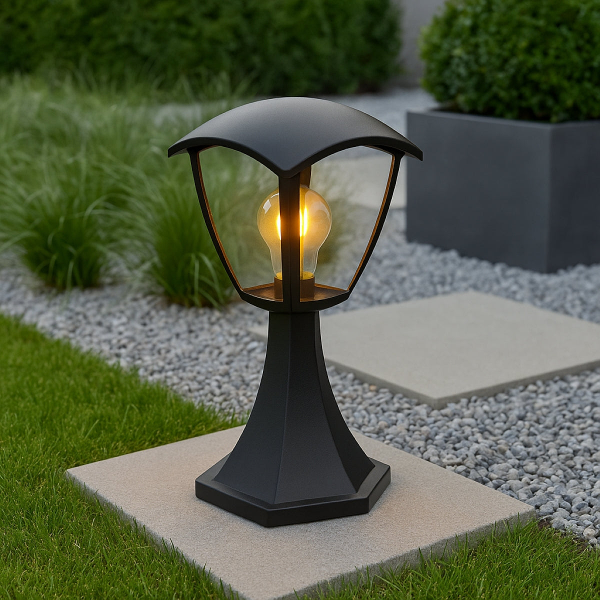 CGC VIOLET Black Outdoor Short Post Coach Style Light
