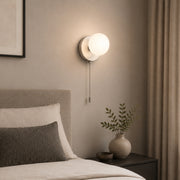 CGC MACIE Satin Nickel & White Opal Globe LED Rechargeable Magnetic USB Reading Bedside Wall Light Pull Cord Switch