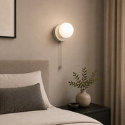 CGC MACIE White & White Opal Globe LED Rechargeable Magnetic USB Reading Bedside Wall Light Pull Cord Switch