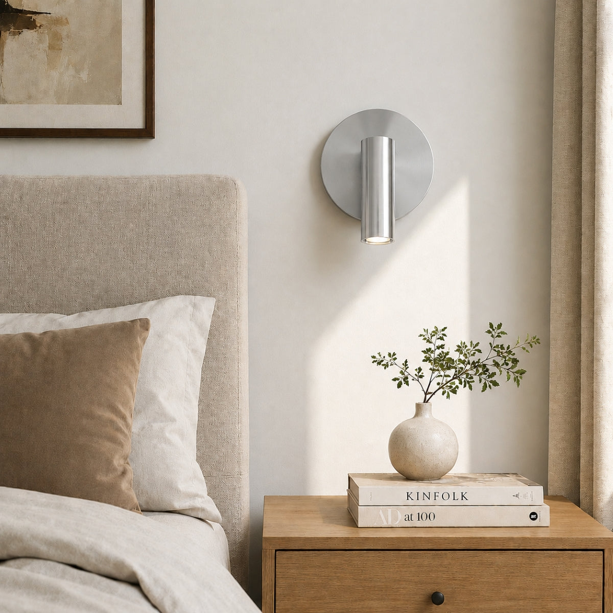 CGC SCARLET Satin Nickel Adjustable Head LED Rechargeable Magnetic USB Reading Bedside Wall Light