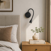 CGC MATILDA Black Adjustable Flexible Neck LED Rechargeable Magnetic USB Reading Bedside Wall Light
