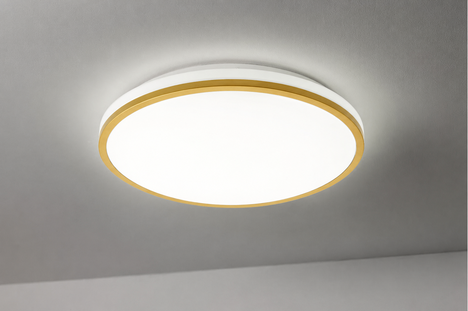 CGC TULA Gold Trim LED Surface Mount Ceiling Light Bulkhead IP44 White Opal 4000k
