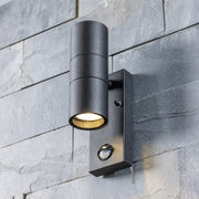 CGC LEON Black Stainless Steel GU10 Up and Down Outdoor Wall Light IP44 with PIR Motion Sensor