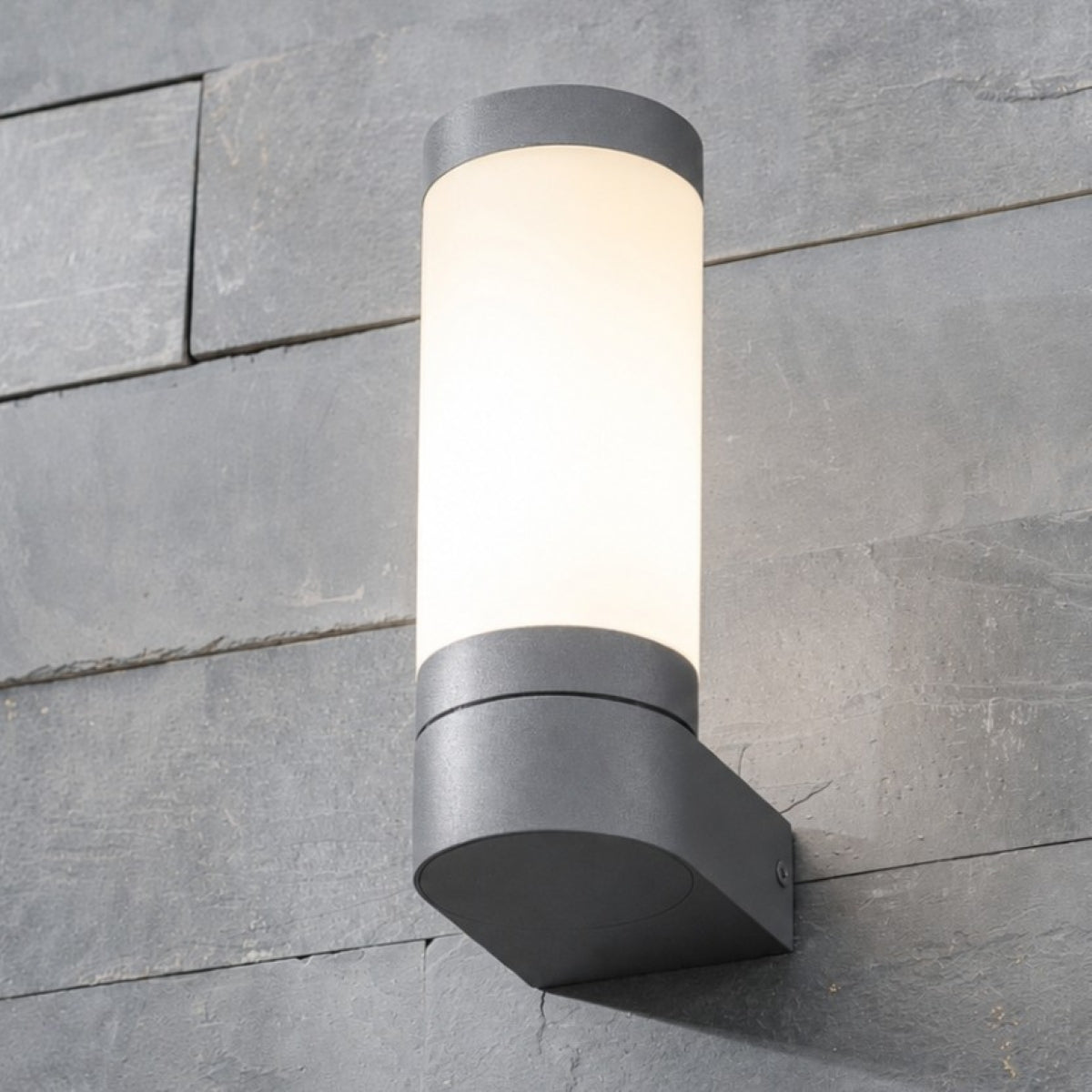 CGC ROME Anthracite Dark Grey E27 Outdoor Wall Light Opal Diffuser IP44