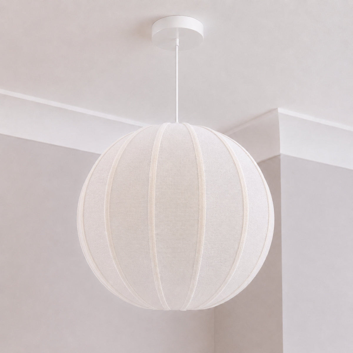 CGC Anica White Round Globe Stretched Fine Cotton Fabric Lampshade