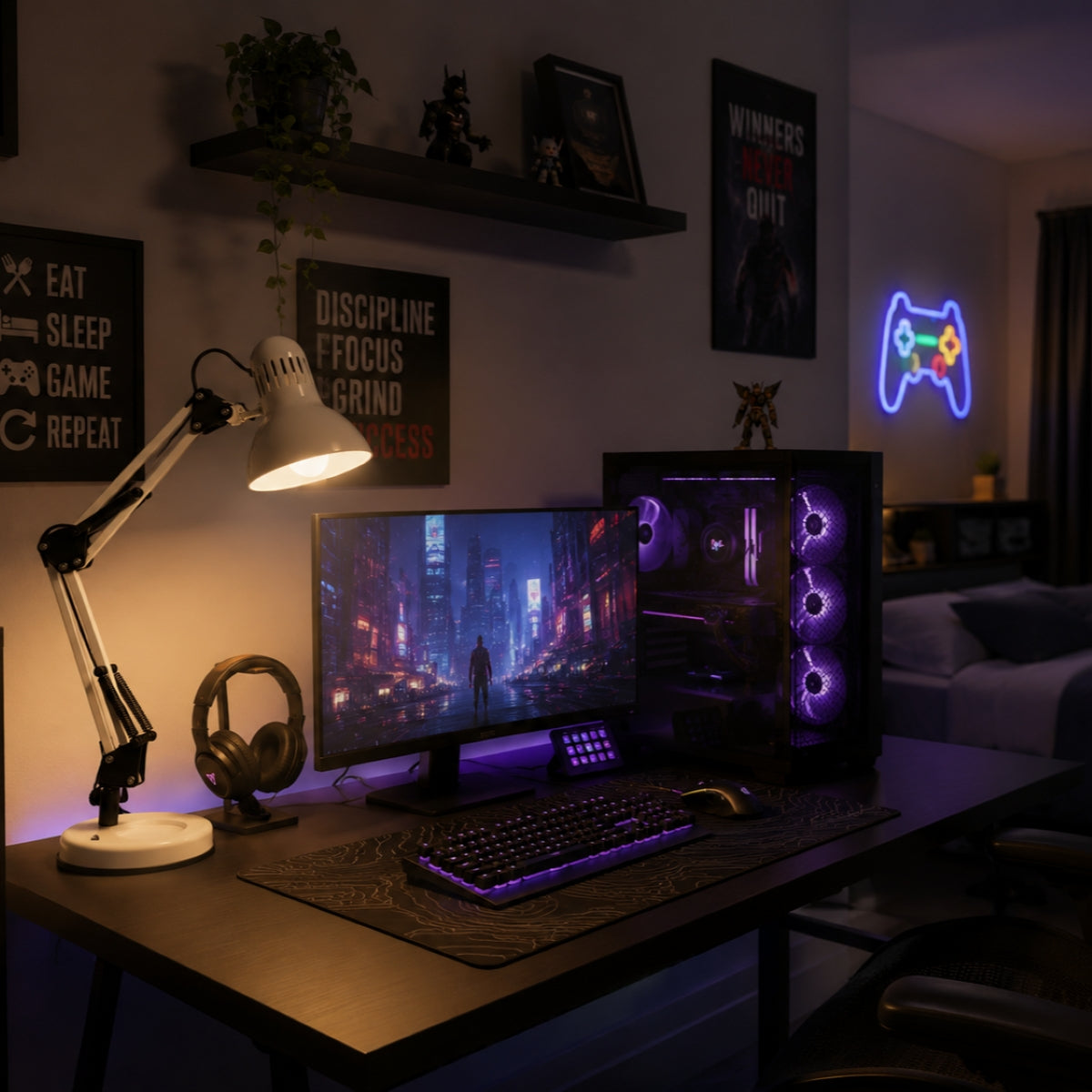 CGC DESK Hobby Table Lamp - White Metal
