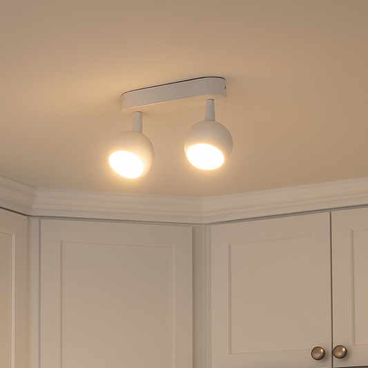 CGC NIEVE Matt White Double Two Head GU10 Ceiling Surface Spot Light Round Head