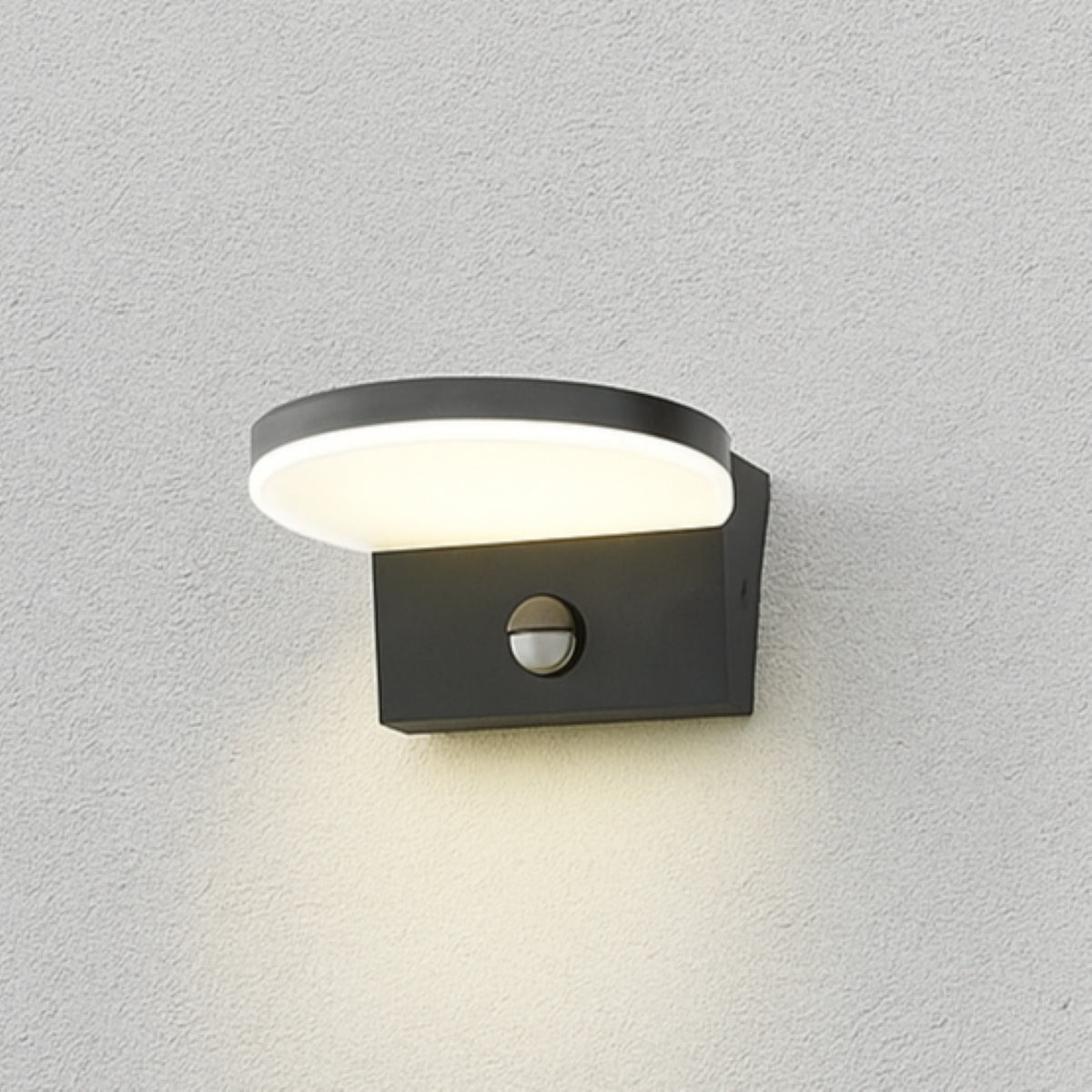 CGC AUBREY Black Curved PIR Motion Sensor LED Outdoor Wall Light 4000k Natural White Integrated LED IP54