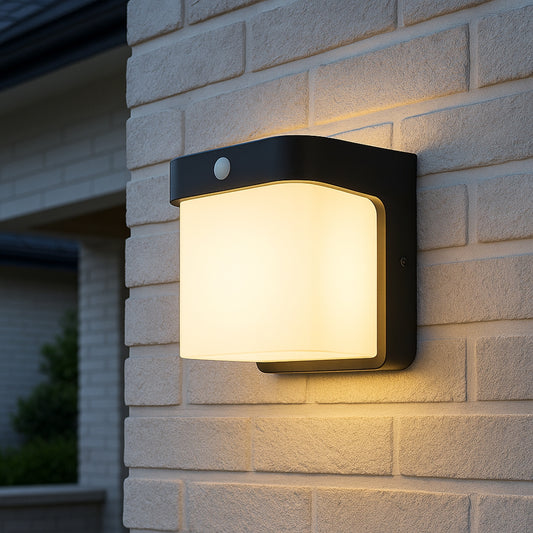 CGC RHEA Black Cube PIR Motion Sensor LED Outdoor Wall Light 4000k Natural White Integrated LED IP65