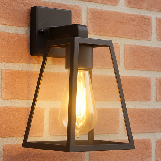CGC CALLIE Black Outdoor Wall Light Triangle Clear Diffuser