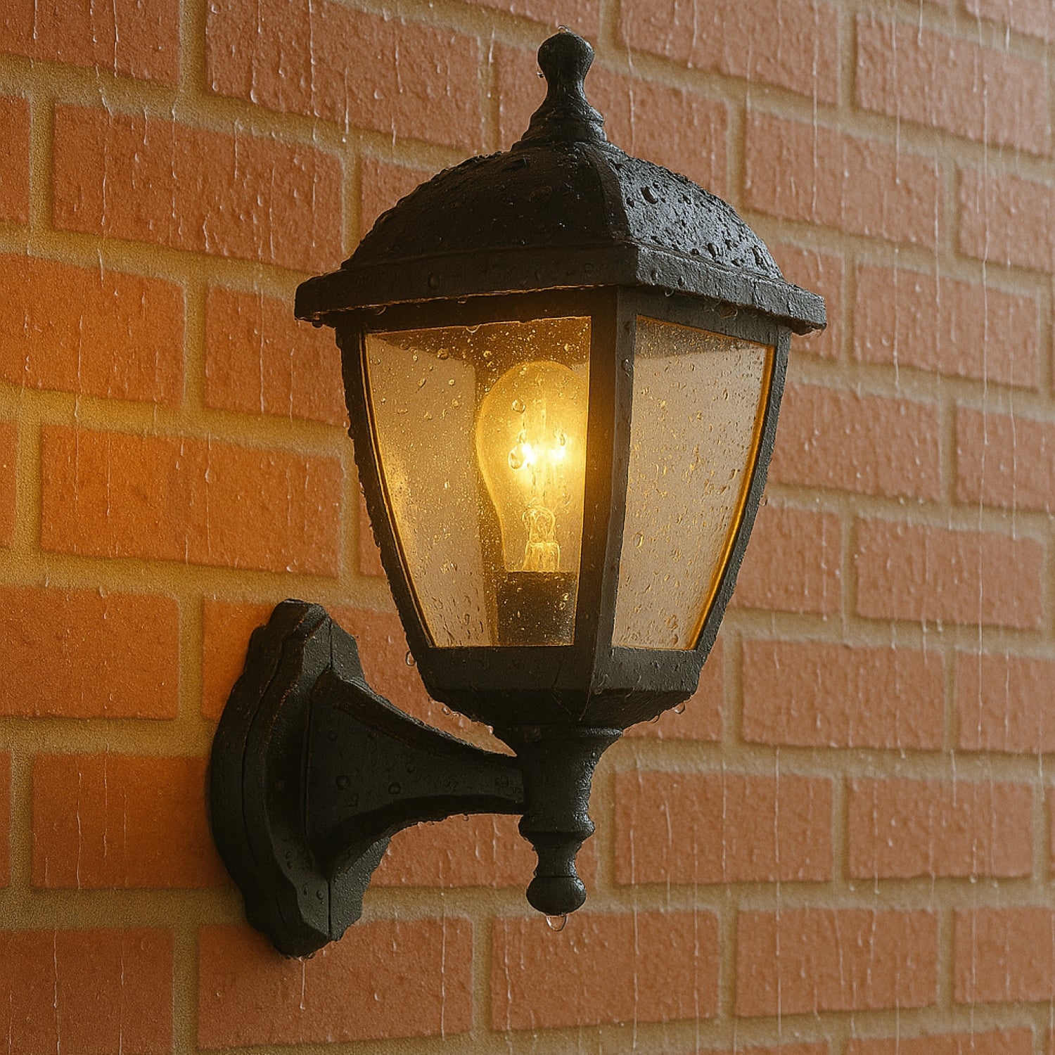 CGC MYRA Large Black Outdoor Wall Lantern Light with Clear Diffuser IP44 Polycarbonate Coastal