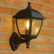 CGC MYRA Large Black Outdoor Wall Lantern Light PIR Motion Sensor with Clear Diffuser IP44 Polycarbonate Coastal