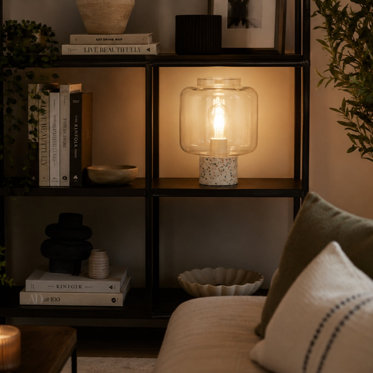 CGC NATURA Terrazzo Table Lamp with Clear Glass Shade