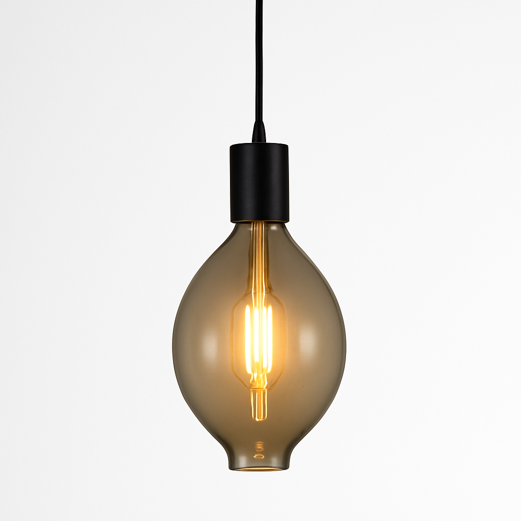 CGC JOHN Extra Large Smoked Glass Filament E27 LED Bulb Oval Globe Warm White Dimmable