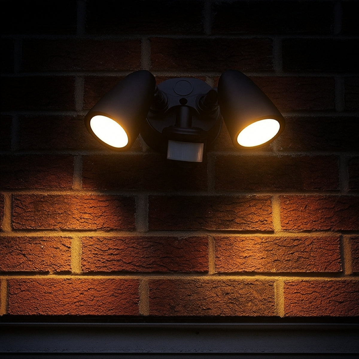 CGC MARTHA II Black Double Floodlight With Sensor LED Outdoor