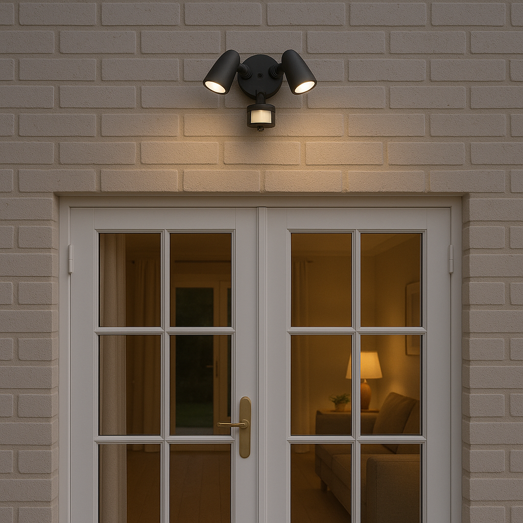 CGC MARTHA II Black Double Floodlight With Sensor LED Outdoor