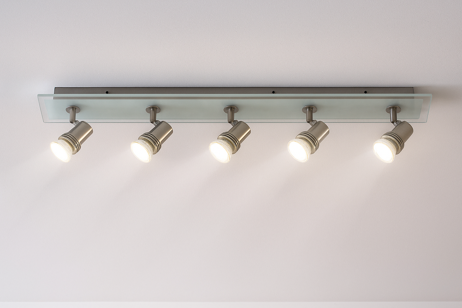 CGC TOP HAT Satin Silver & Glass GU10 Ceiling Bar Spotlight