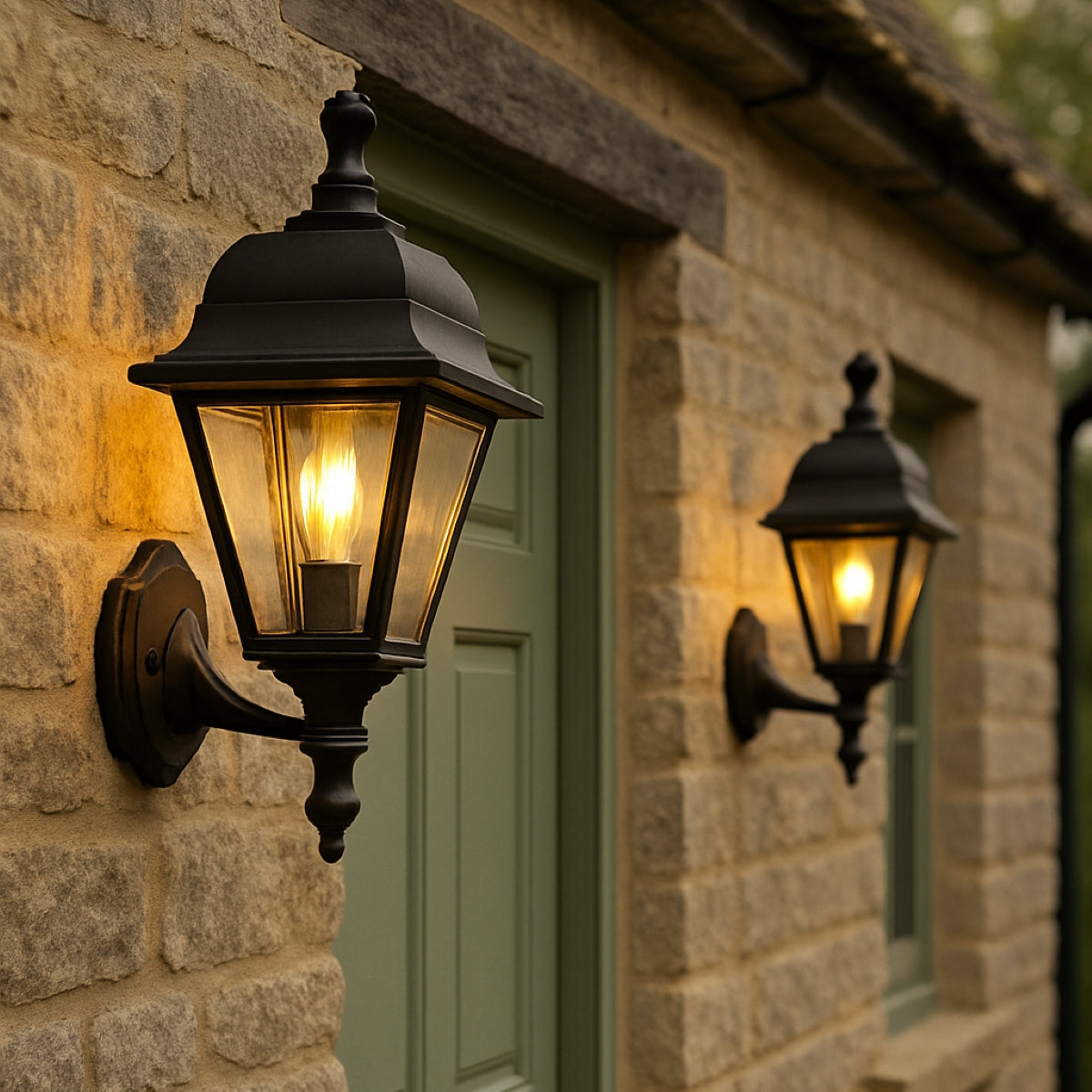 CGC DAHLIA Black Outdoor Wall Lantern Vintage Wall Light IP44 E27 Standard Screw Polycarbonate