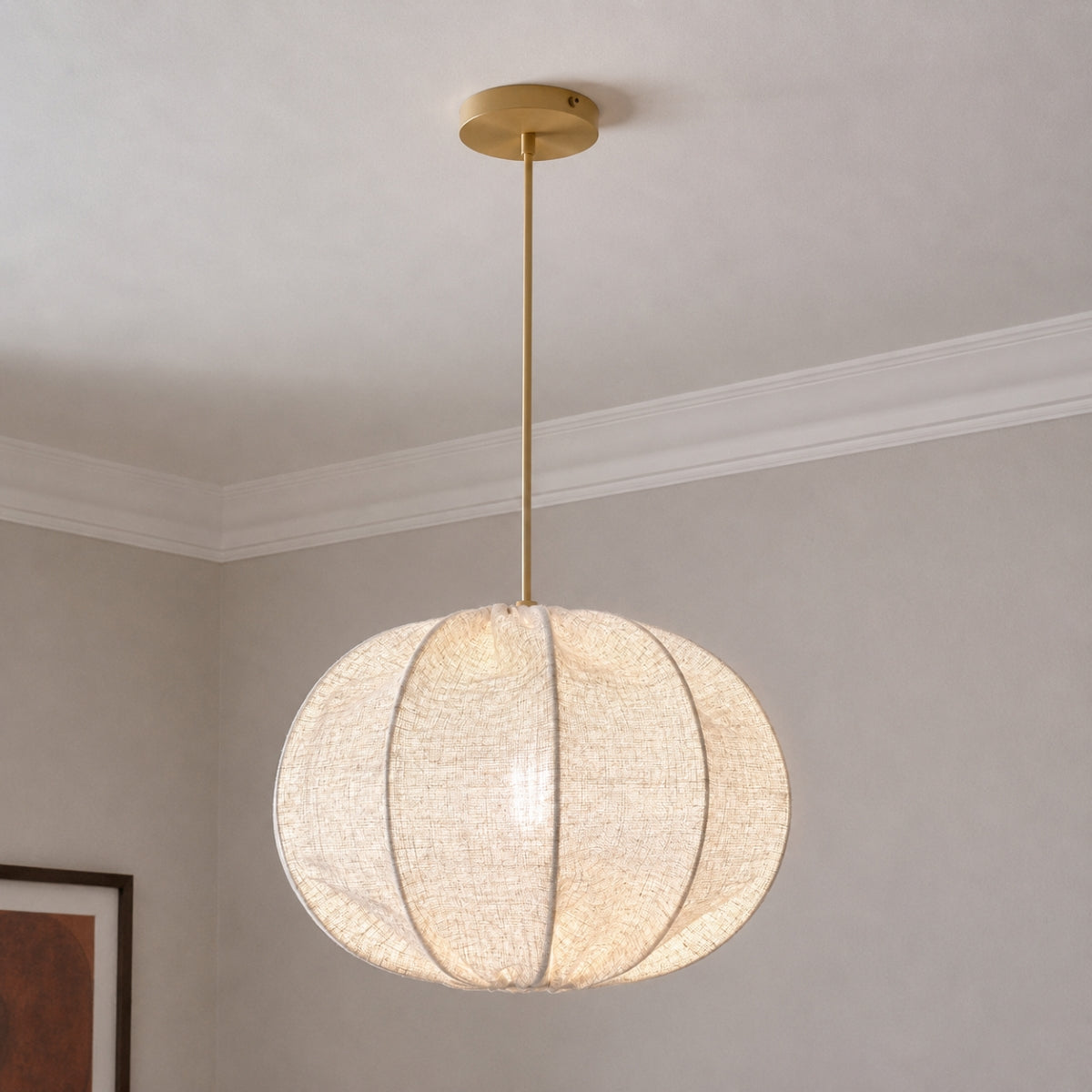 CGC Serafina Large Oval Oatmeal Loose Linen Fabric Lampshade