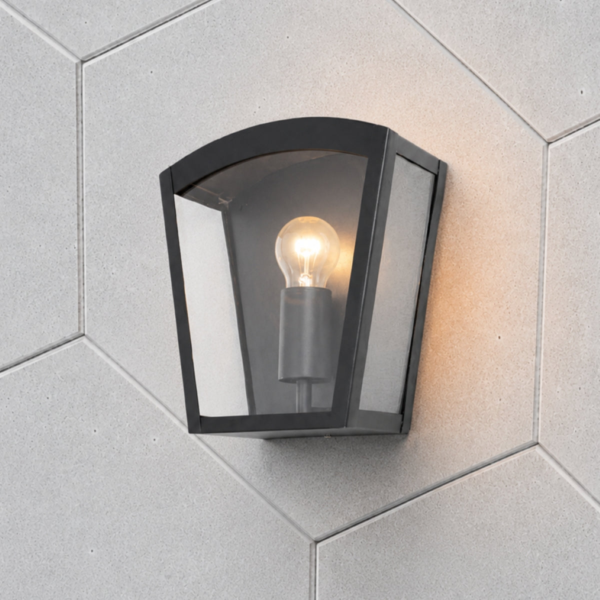 CGC IRIS Black Curved Top Lantern Wall Light