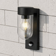 CGC Rowan PIR Motion Sensor Black Outdoor Wall Lantern Light with Clear Diffuser IP54