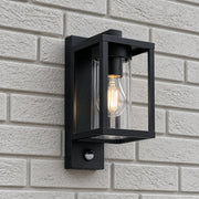 CGC ABEL Matt Black Box Lantern Wall Light with PIR Motion Sensor