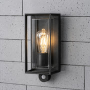 CGC FLORIANA PIR Black Outdoor Wall Light Clear Diffuser E27 Standard Screw IP54