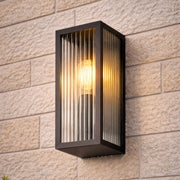 CGC STELLA Bevelled Glass Black E27 Outdoor Box Wall Light