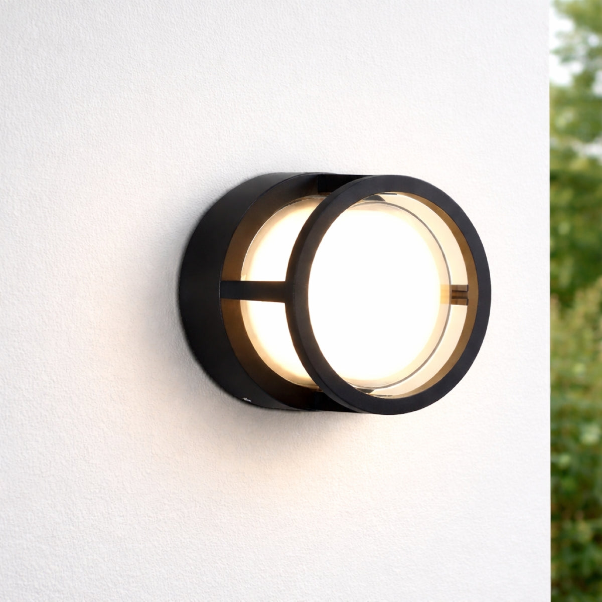 CGC Hudson Black & White Round LED Outdoor Wall Or Ceiling Light