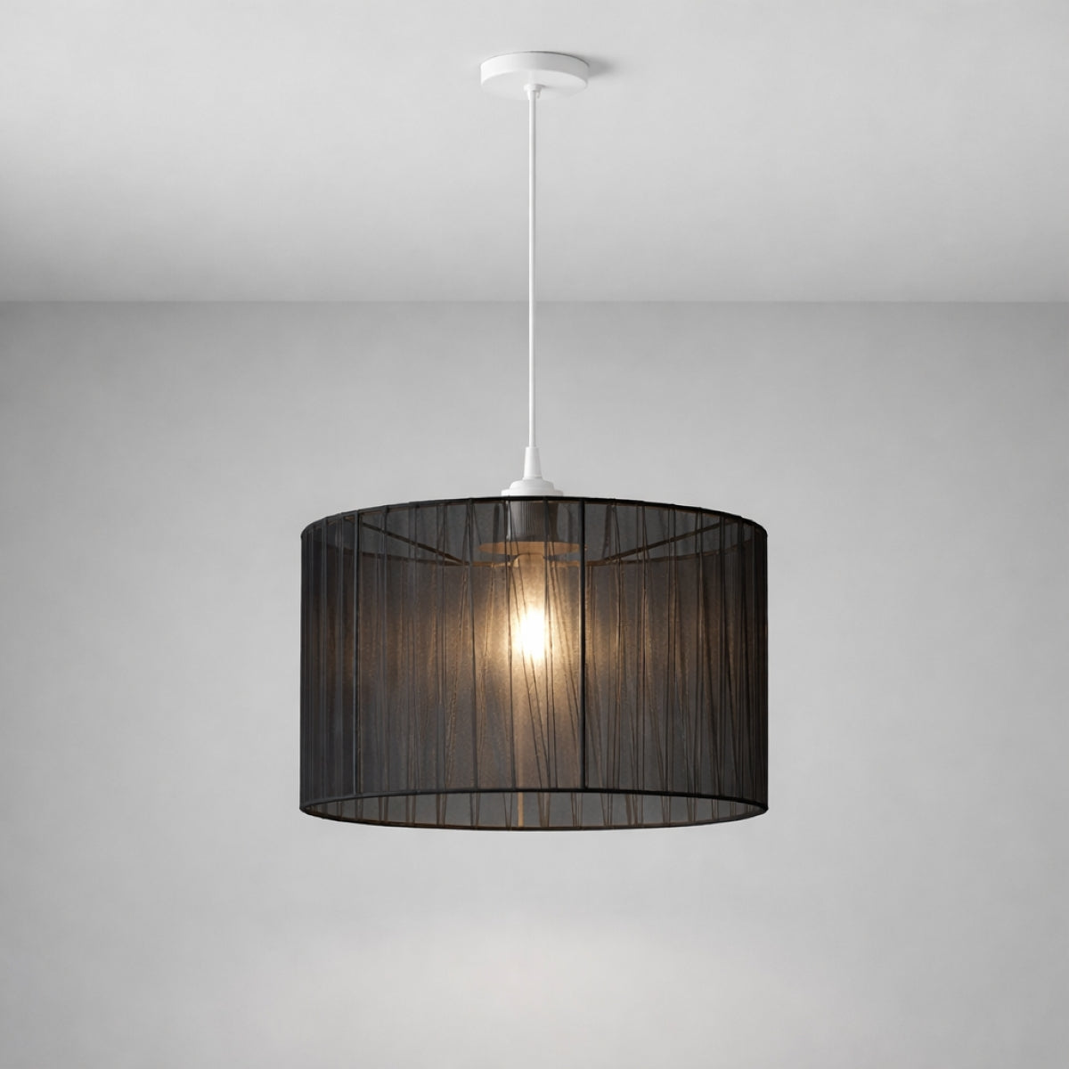 CGC Sylvie Silk Pleated Black Round Drum Lamp Shade