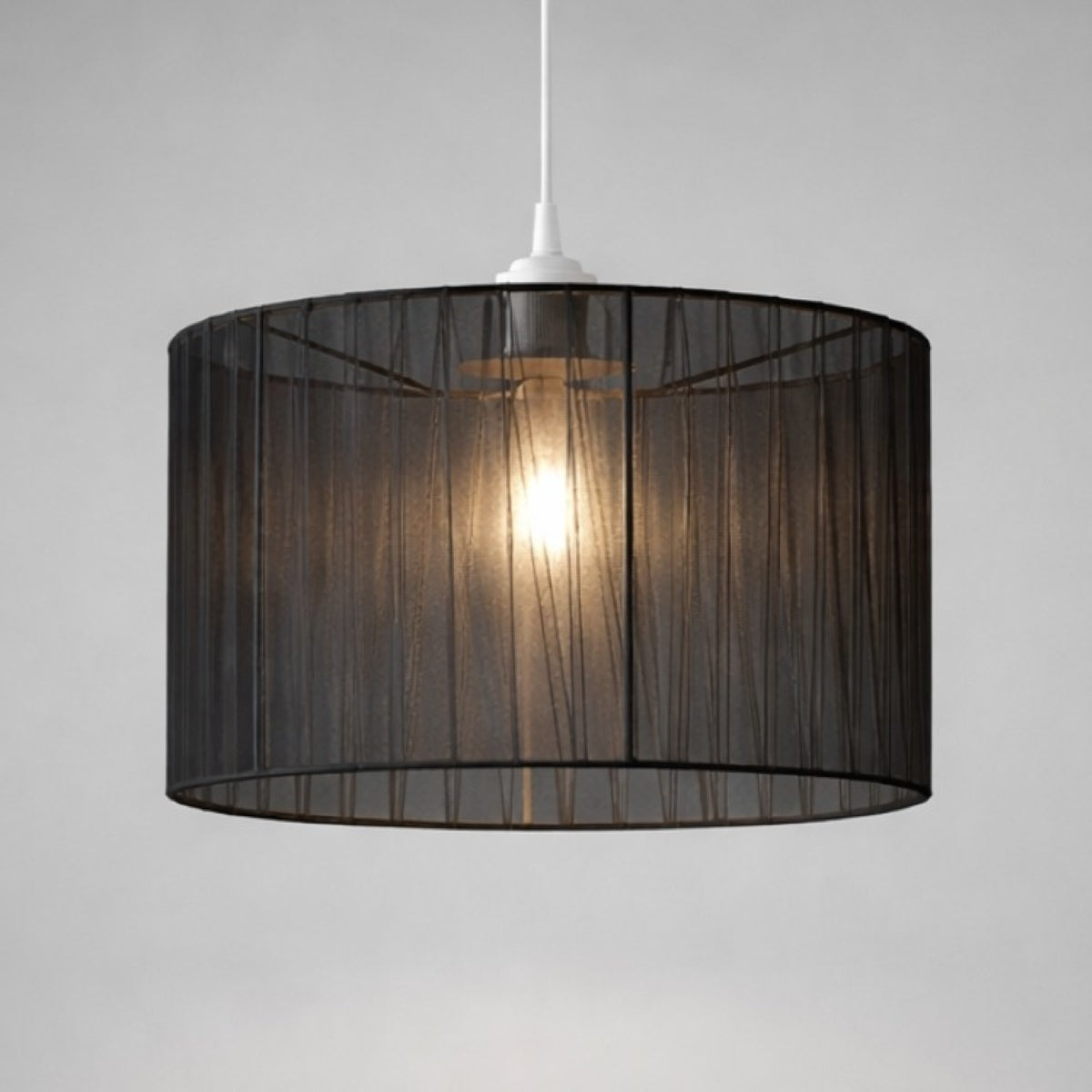 CGC Sylvie Silk Pleated Black Round Drum Lamp Shade