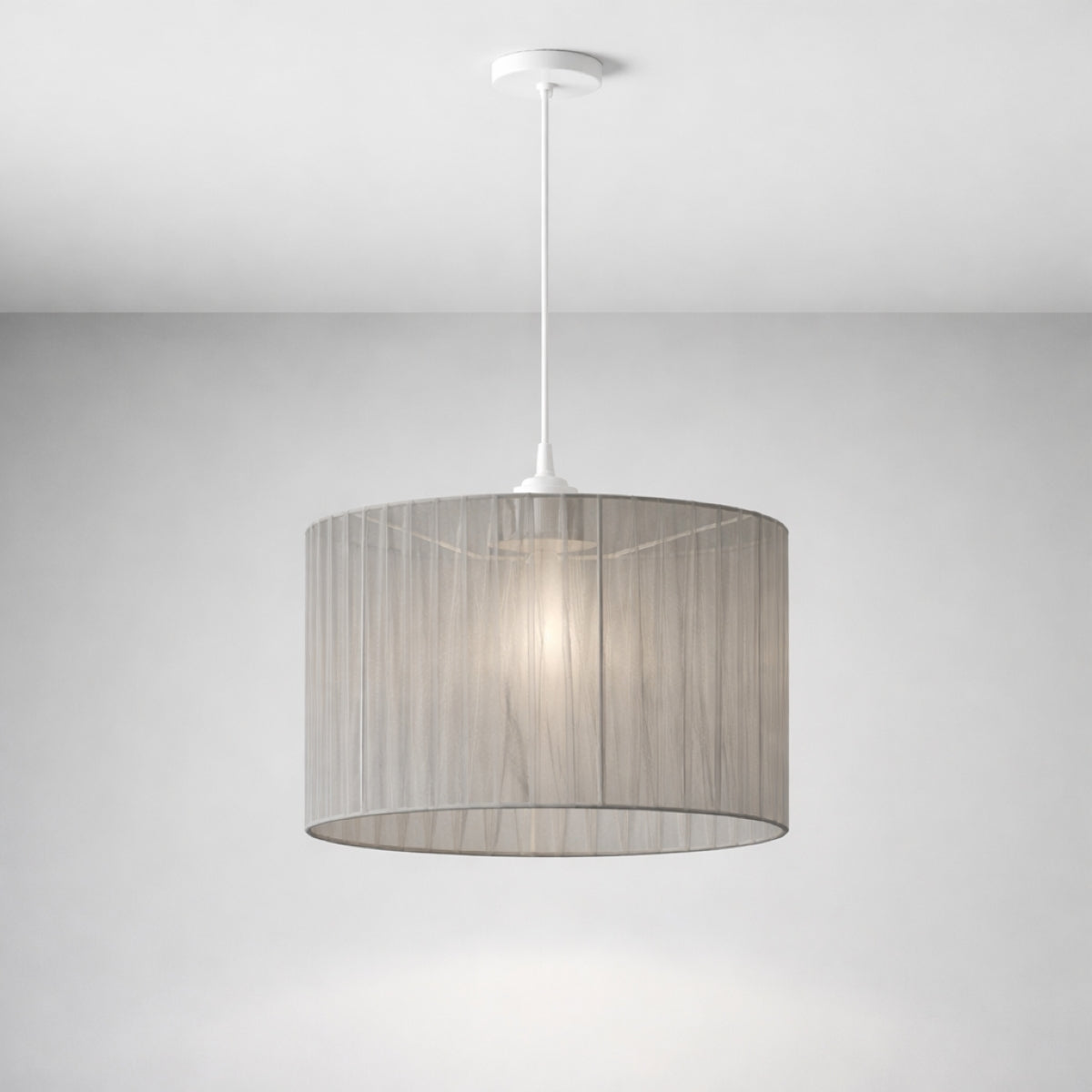 CGC Sylvie Silk Pleated Grey Round Drum Lamp Shade