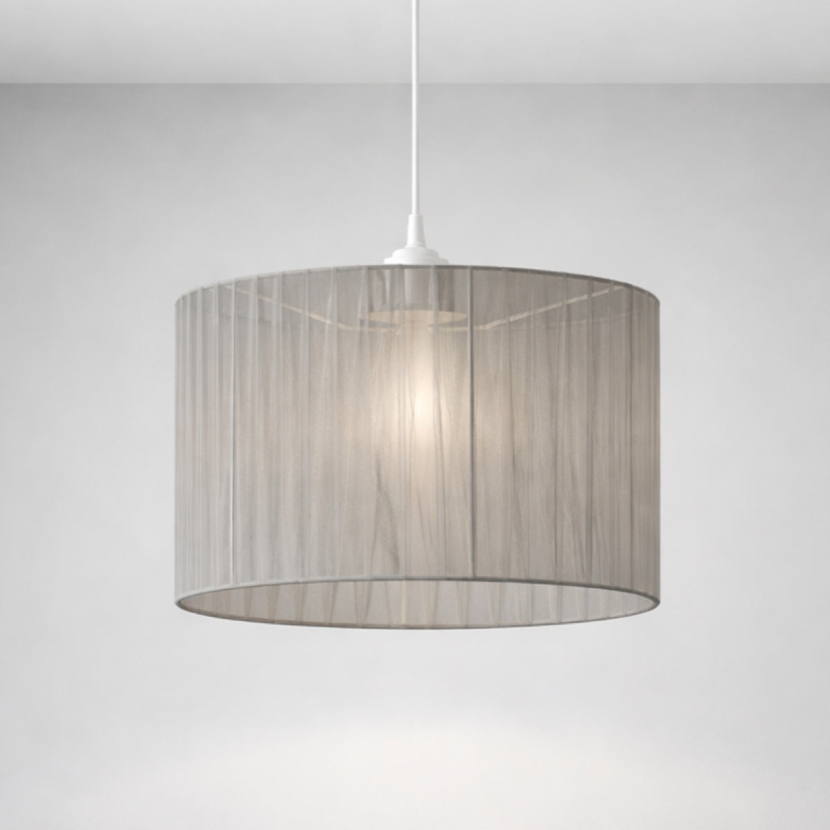 CGC Sylvie Silk Pleated Grey Round Drum Lamp Shade