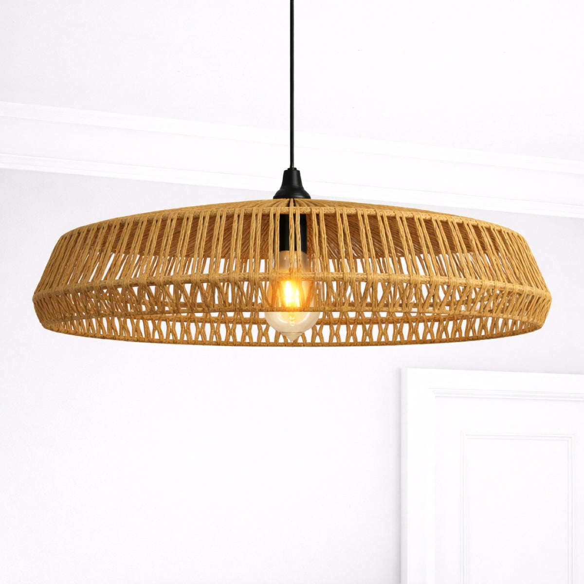 CGC Extra Large 70cm Natural String Woven Round Easy Fit Lampshade