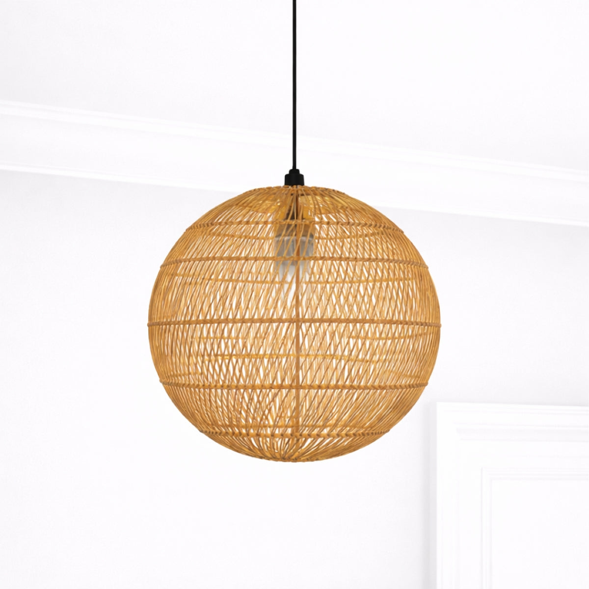 CGC ARIBA Brown 35cm Round Globe Rattan Weave Lampshade