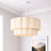 CGC Selina Scalloped Two Tier Cream Drum Lampshade Large 48cm