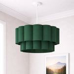 CGC Selina Scalloped Two Tier Forest Green Drum Lampshade Large 48cm