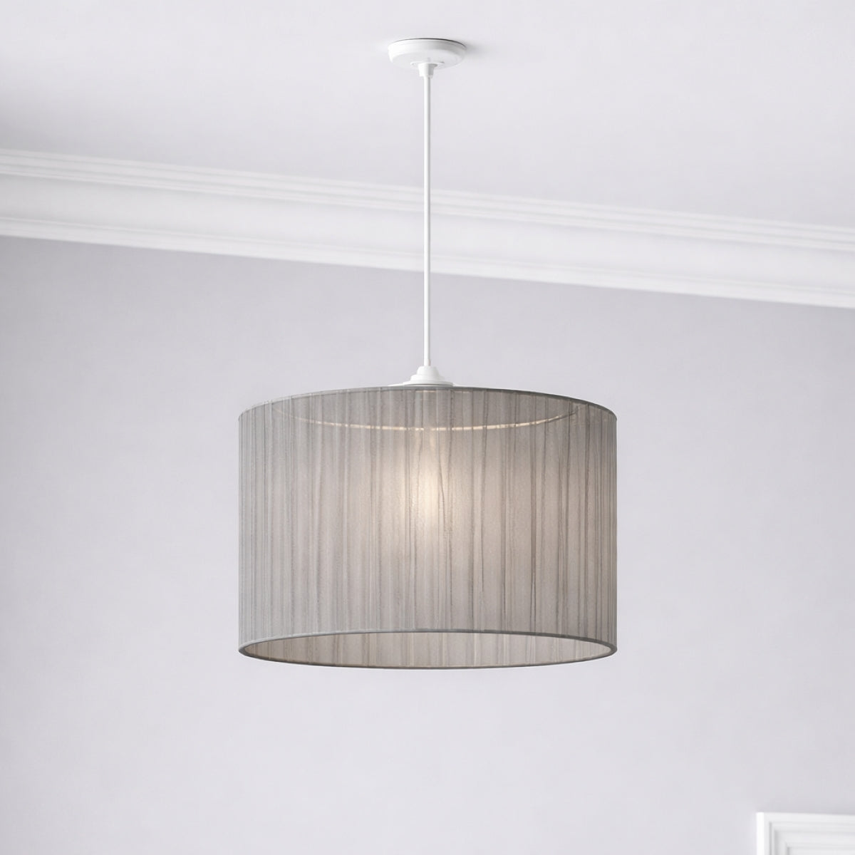 CGC Sylvie Silk Pleated Grey Round Drum Lamp Shade