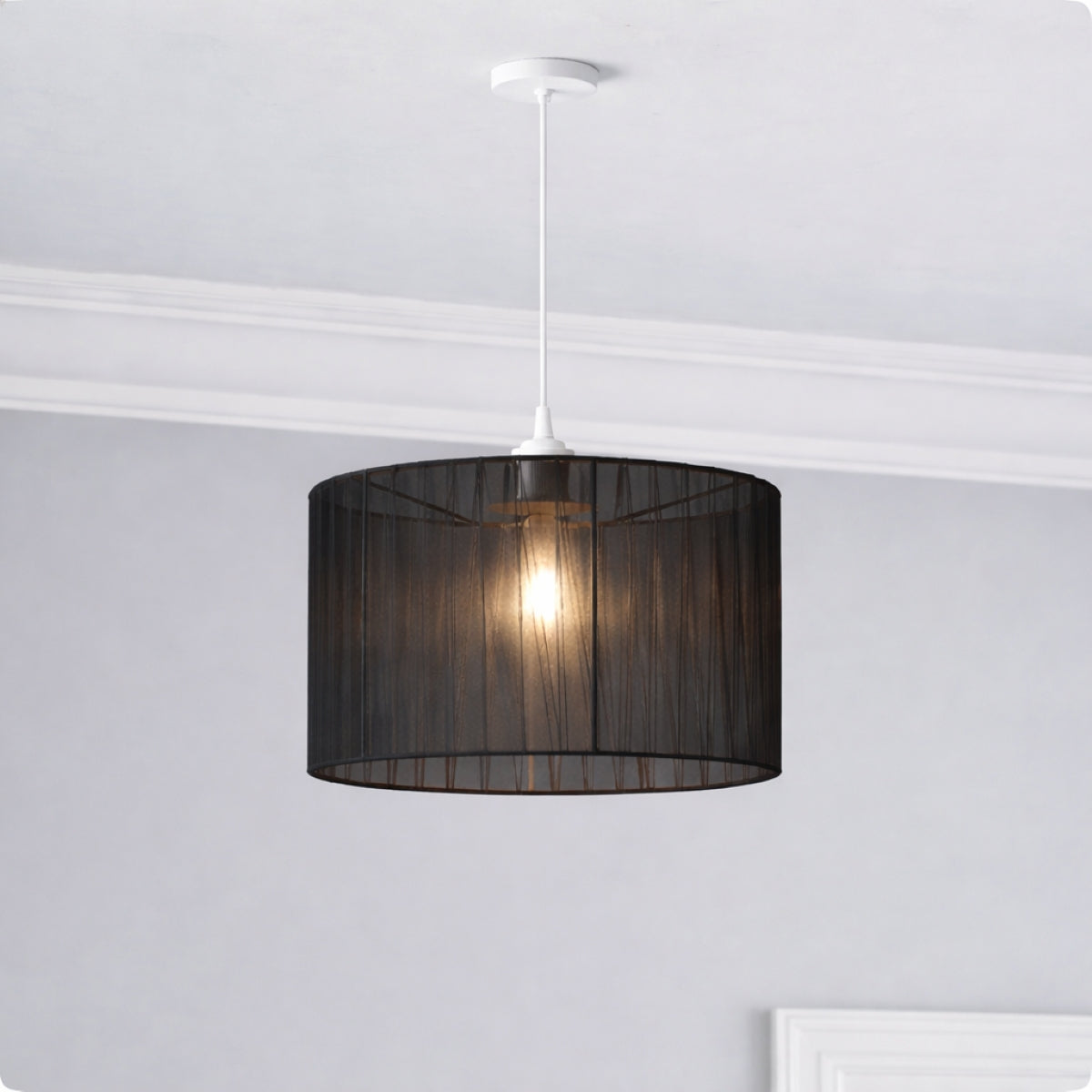 CGC Sylvie Silk Pleated Black Round Drum Lamp Shade