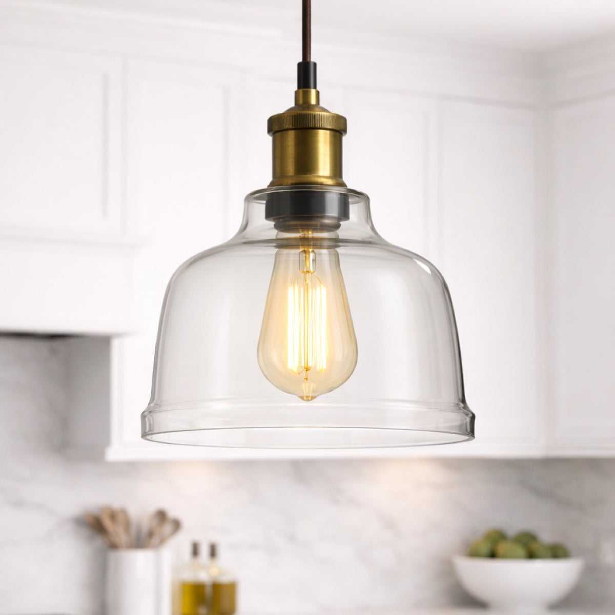 CGC HONEY Clear Glass Dome Diner Lampshade