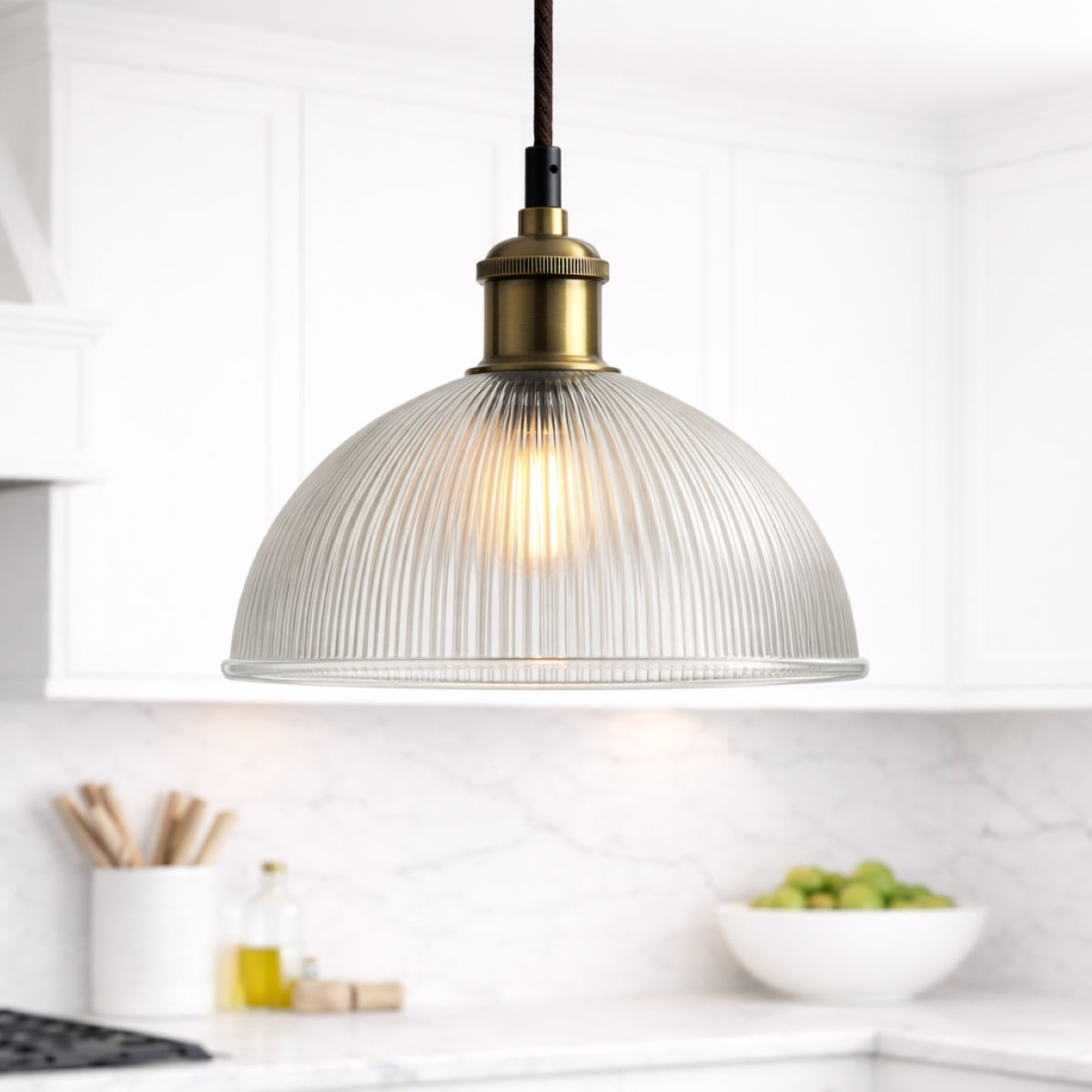 CGC TESS Clear Glass Ribbed Dome Lampshade