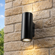 CGC SHERRI Black Cylinder Outdoor Up and Down Wall Light