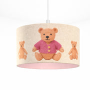 CGC BLAKE 45cm Large Oatmeal Linen Pink Teddy Bear Childrens Lamp Shade