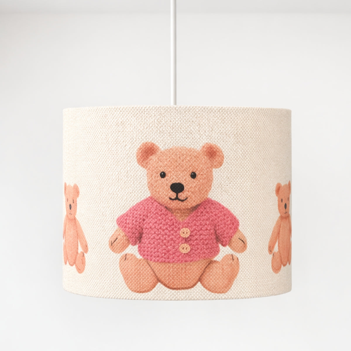 CGC BLAKE 30cm Oatmeal Linen Pink Teddy Bear Childrens Lamp Shade