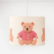 CGC BLAKE 30cm Oatmeal Linen Pink Teddy Bear Childrens Lamp Shade