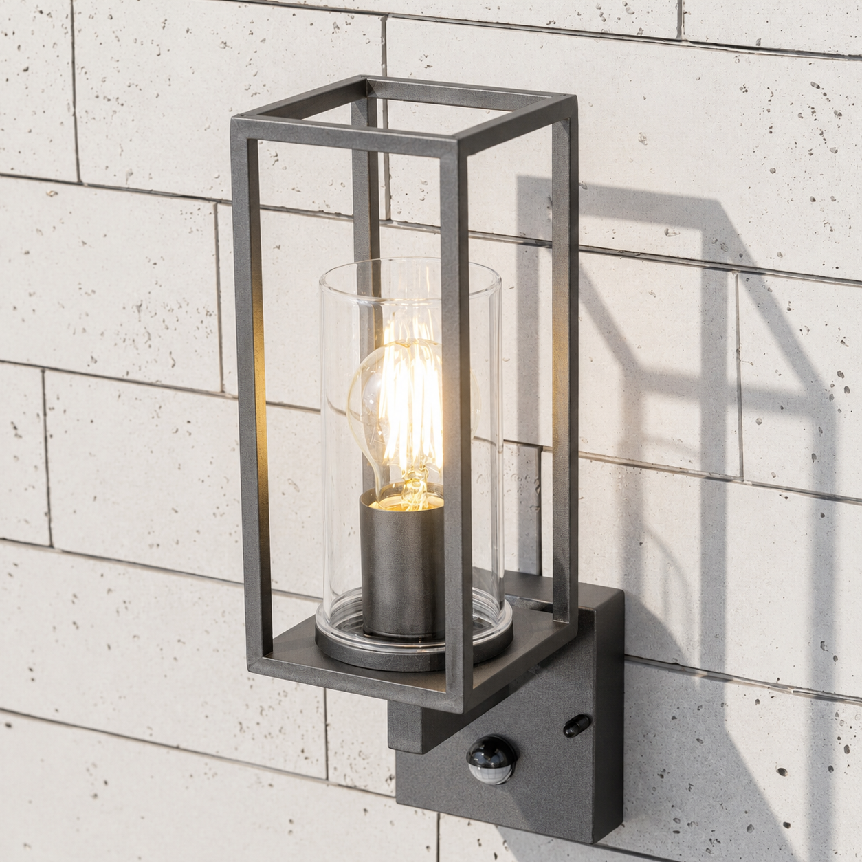 CGC CHLOE PIR E27 Black Outdoor Lantern With Motion Sensor IP54
