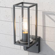 CGC CHLOE Up Black E27 Outdoor Wall Light Lantern Clear Diffuser IP54