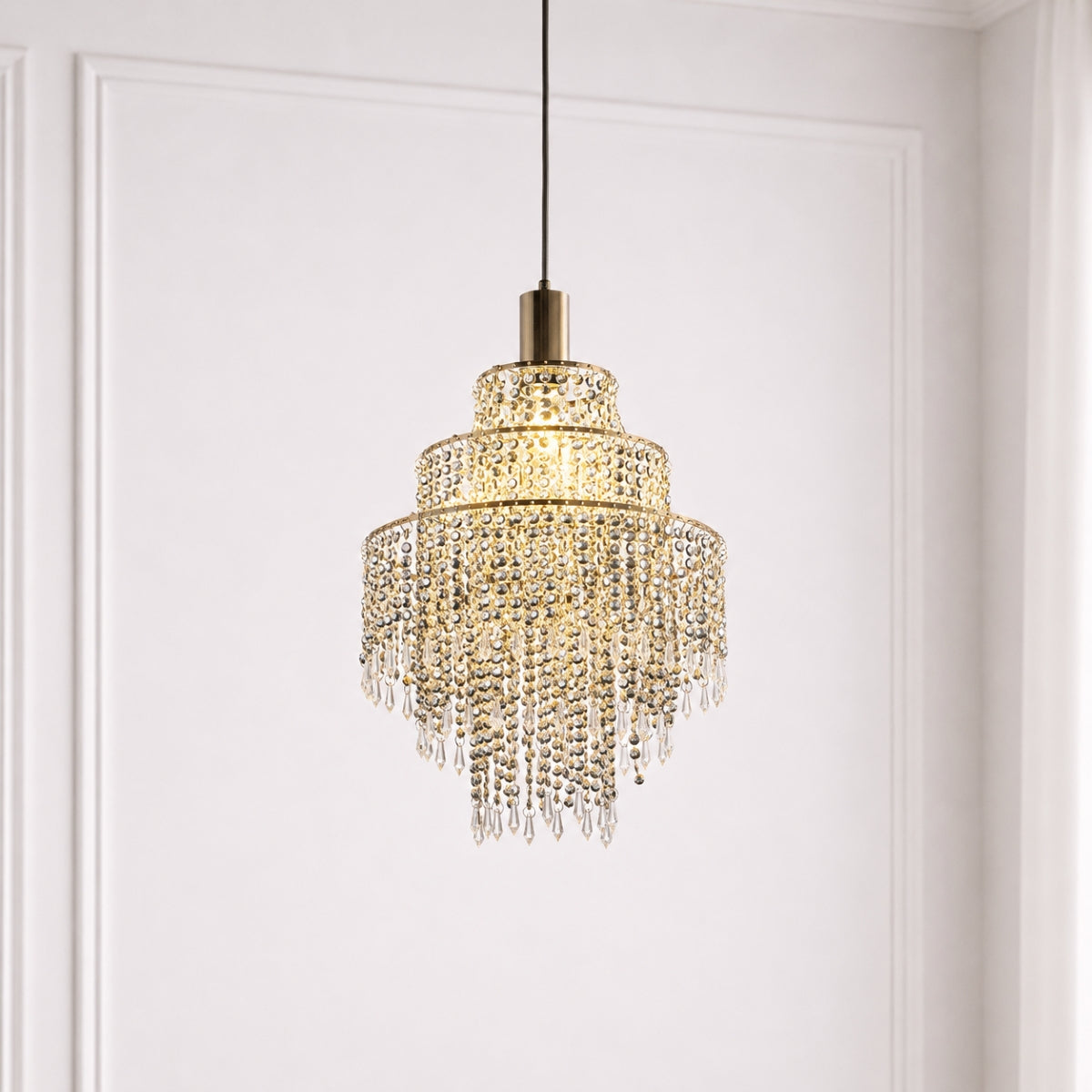 CGC LIZA Three Tier Extra Large Chandelier Crystal & Chrome Ceiling Light Shade